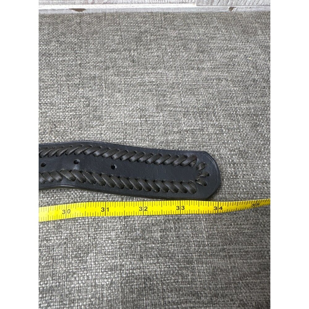 Mens Braided Black Faux Leather Belt Size S/M With Silver Buckle Dress Casual - Picture 6 of 6